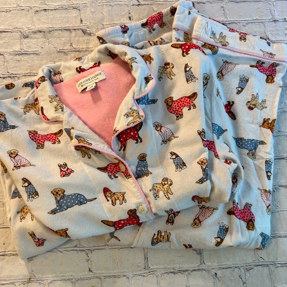 LIVE LOVE LOUNGE KAREN NEUBÜRGER WHITE WITH DOGGIES SLEEPWEAR WOMEN’S PJS LARGE - Picture 4 of 10